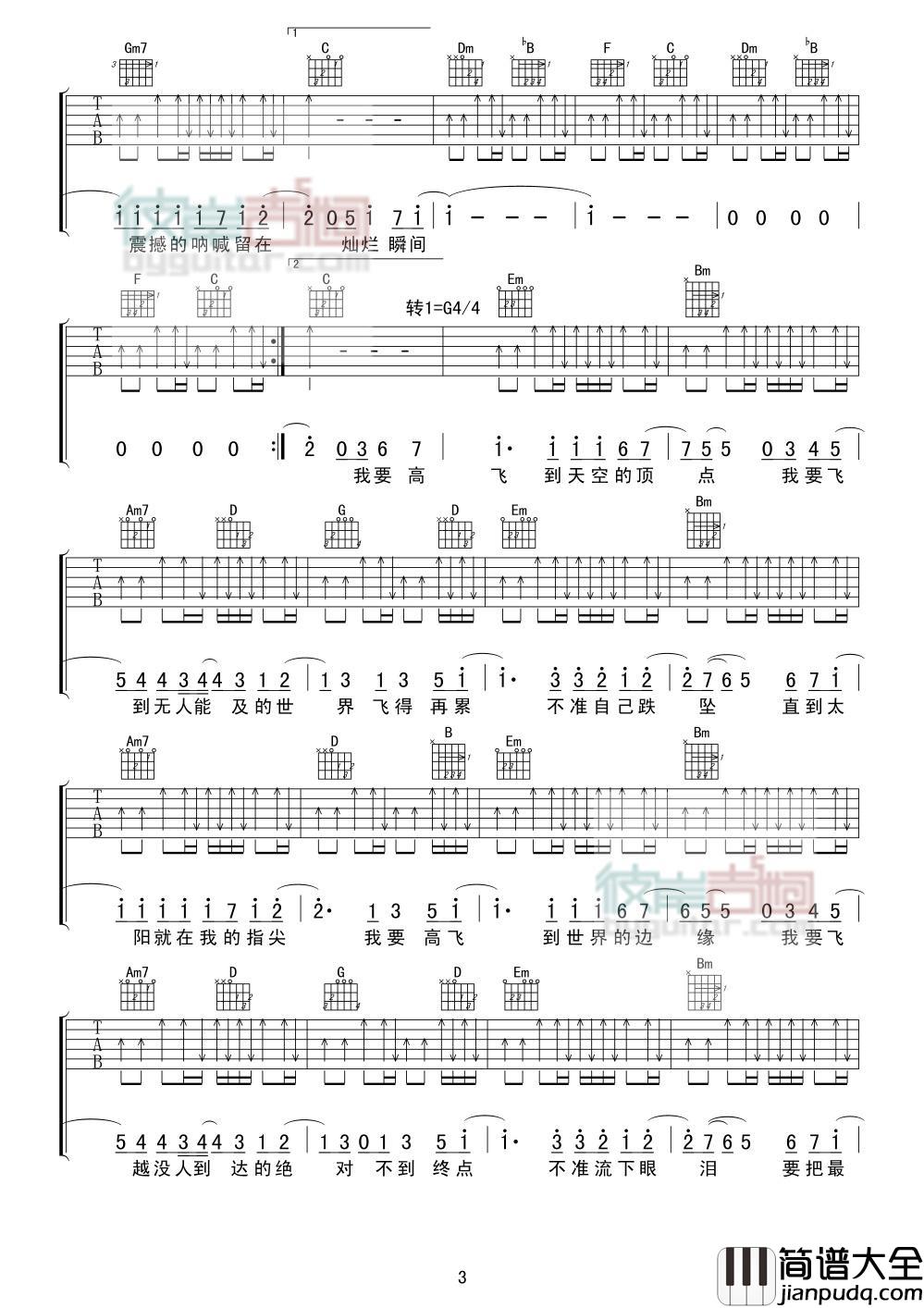 高飞_吉他谱_张杰