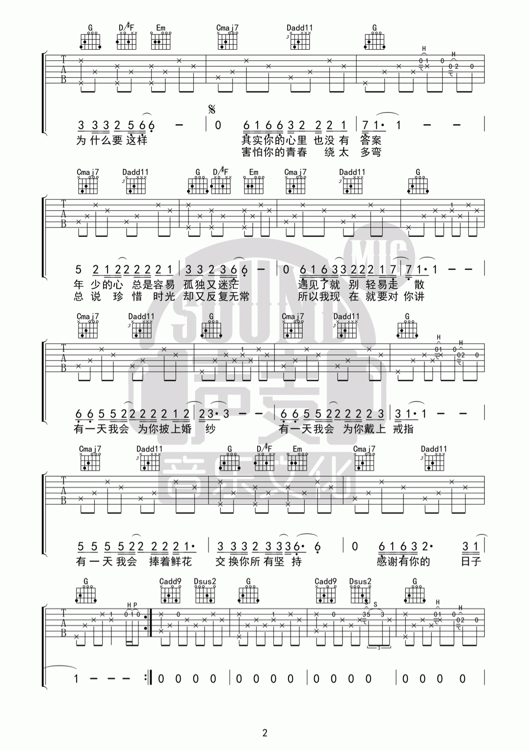 葱花姑娘_吉他谱_大邱