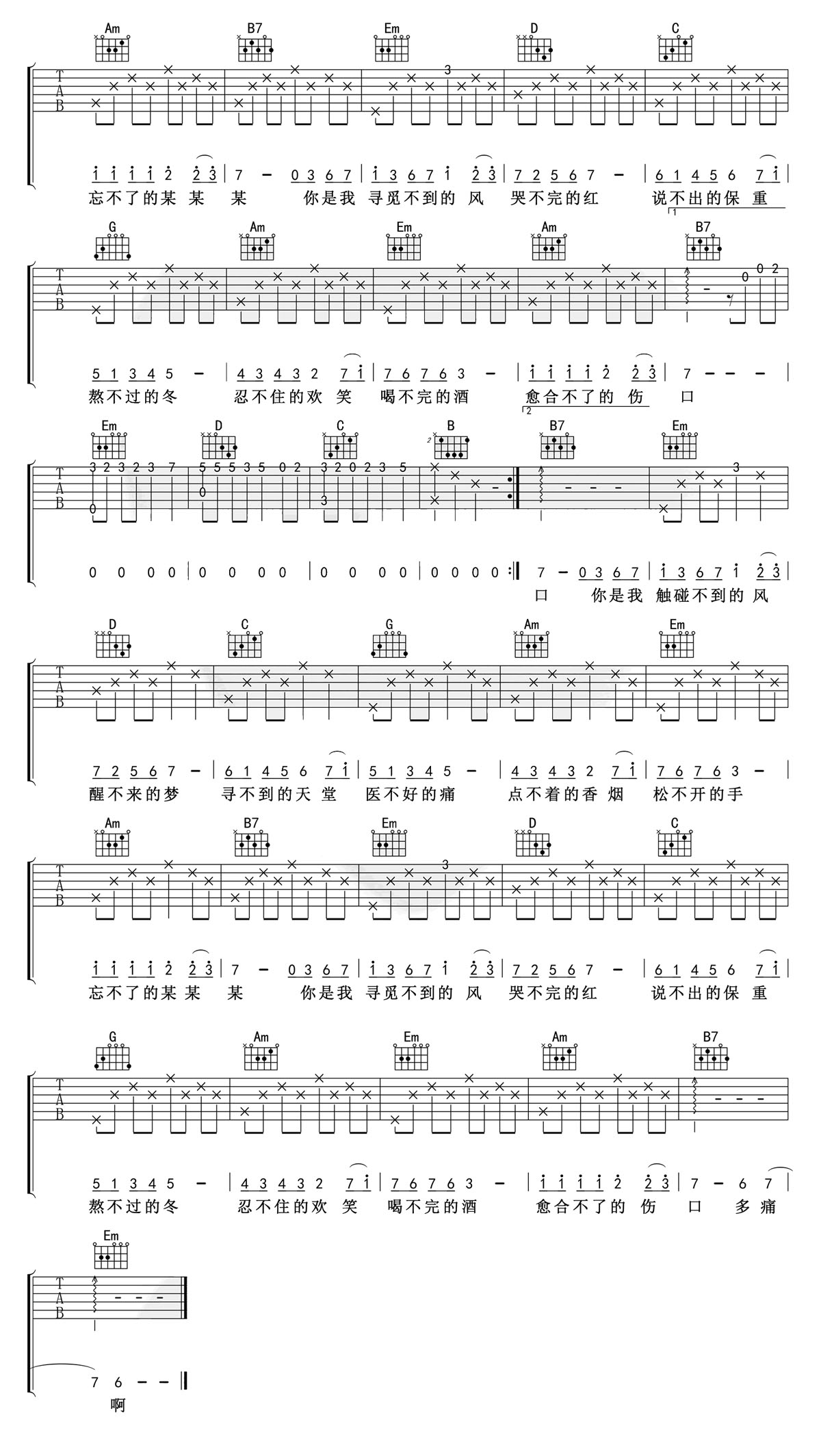 醒不来的梦吉他谱_回小仙_G调和弦弹唱谱_完整版_图谱3