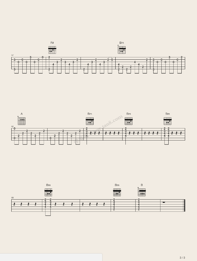 西游记片头曲指弹谱_C调六线谱_吴琳