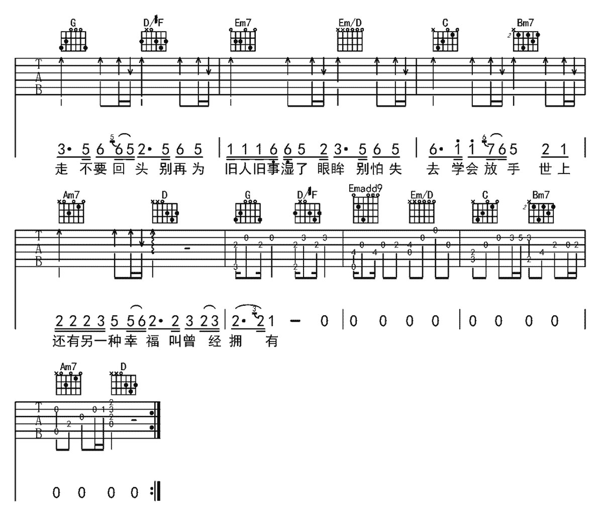你总要学会往前走吉他谱_任夏_G调和弦弹唱谱_最新完整_图谱2