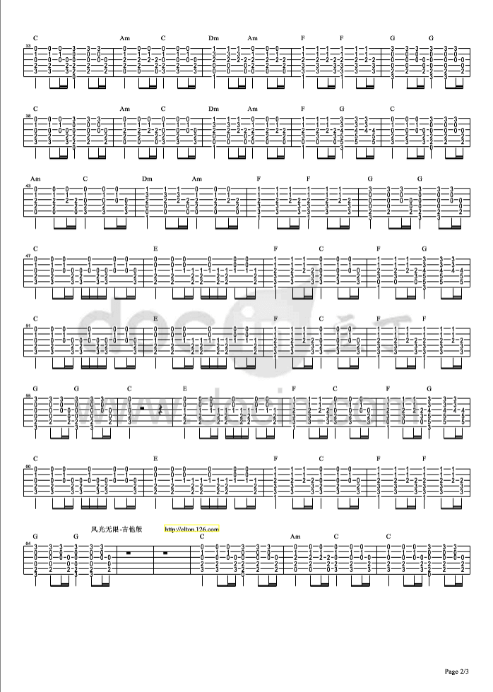 被动指弹谱_原调六线谱_伍佰