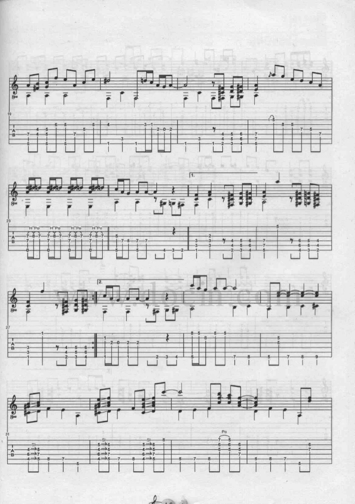 顽皮豹指弹谱_原调六线谱_动漫主题曲