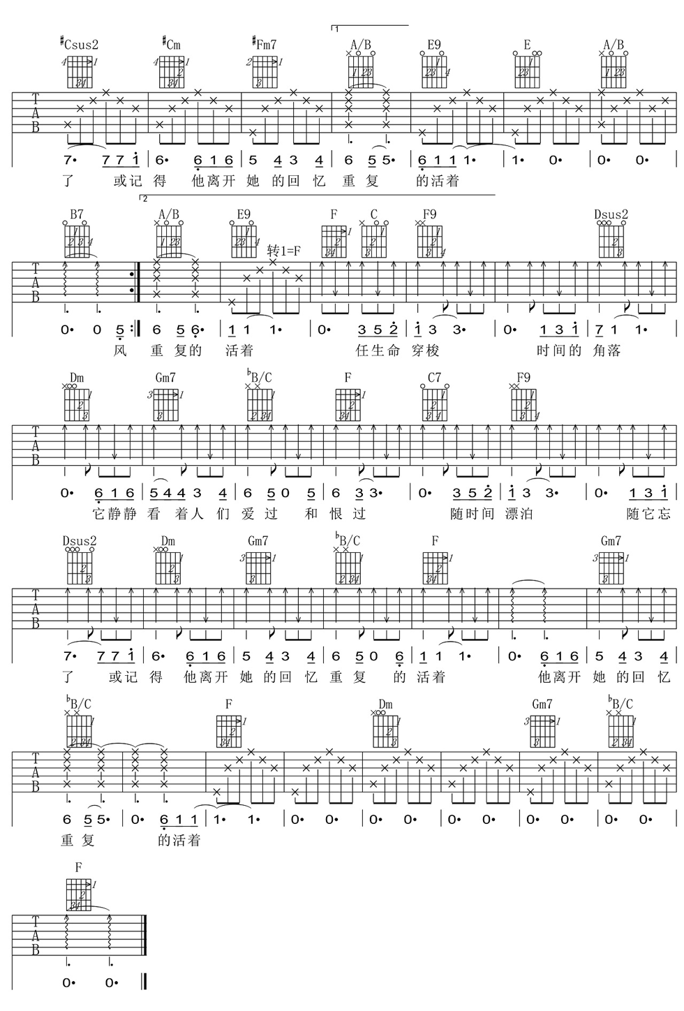 最长的旅途吉他谱_李琦_E调和弦弹唱谱_带前奏完整版_图谱2