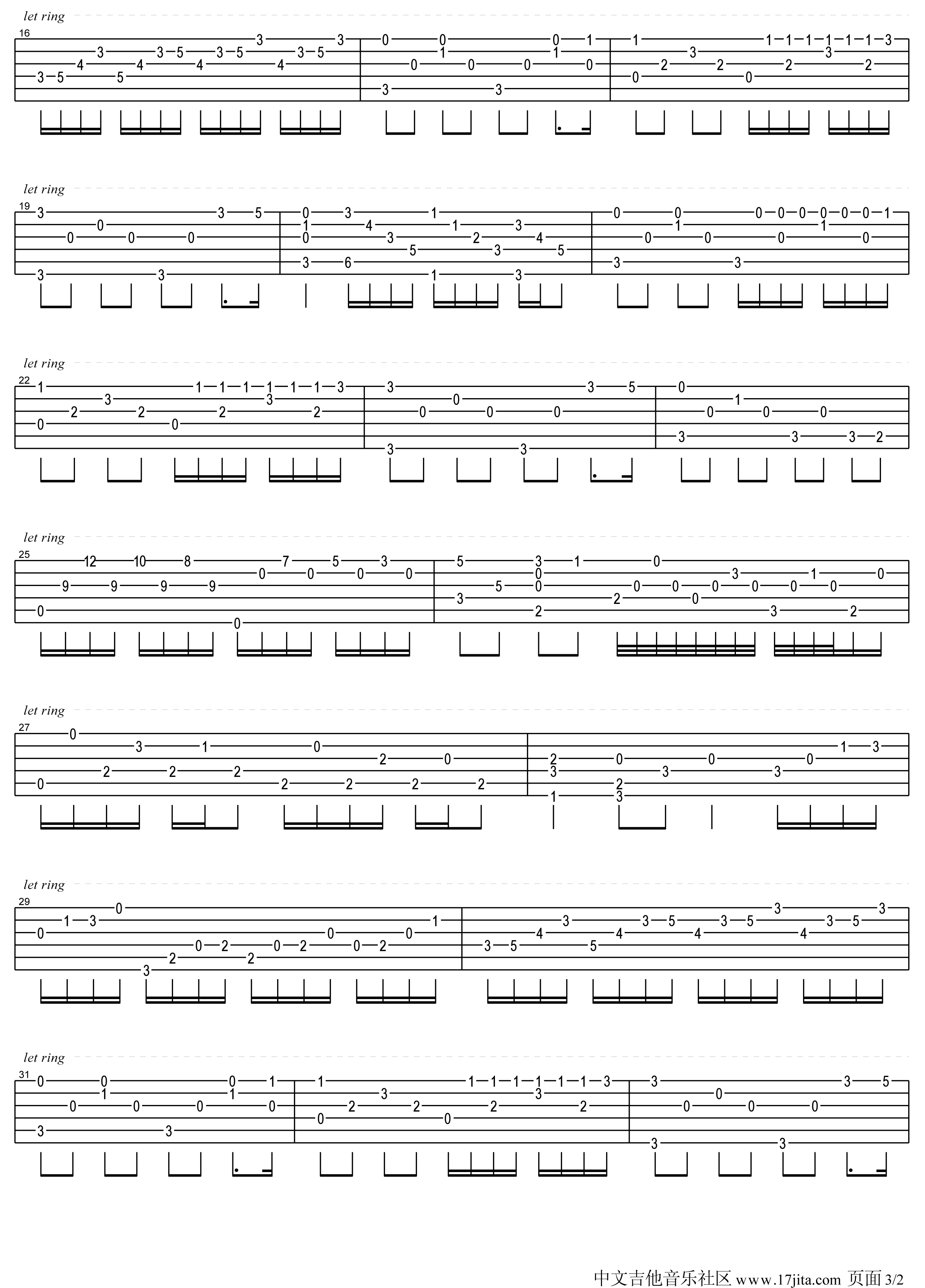 水边的阿狄丽娜指弹谱_原调高清版_17吉他编配_理查德.克莱德曼