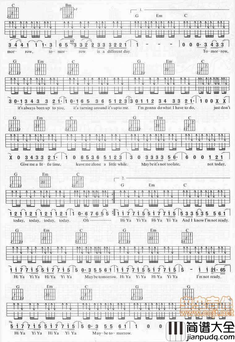 tomorrow吉他谱_G调扫弦版_风华艺校编配_艾薇儿
