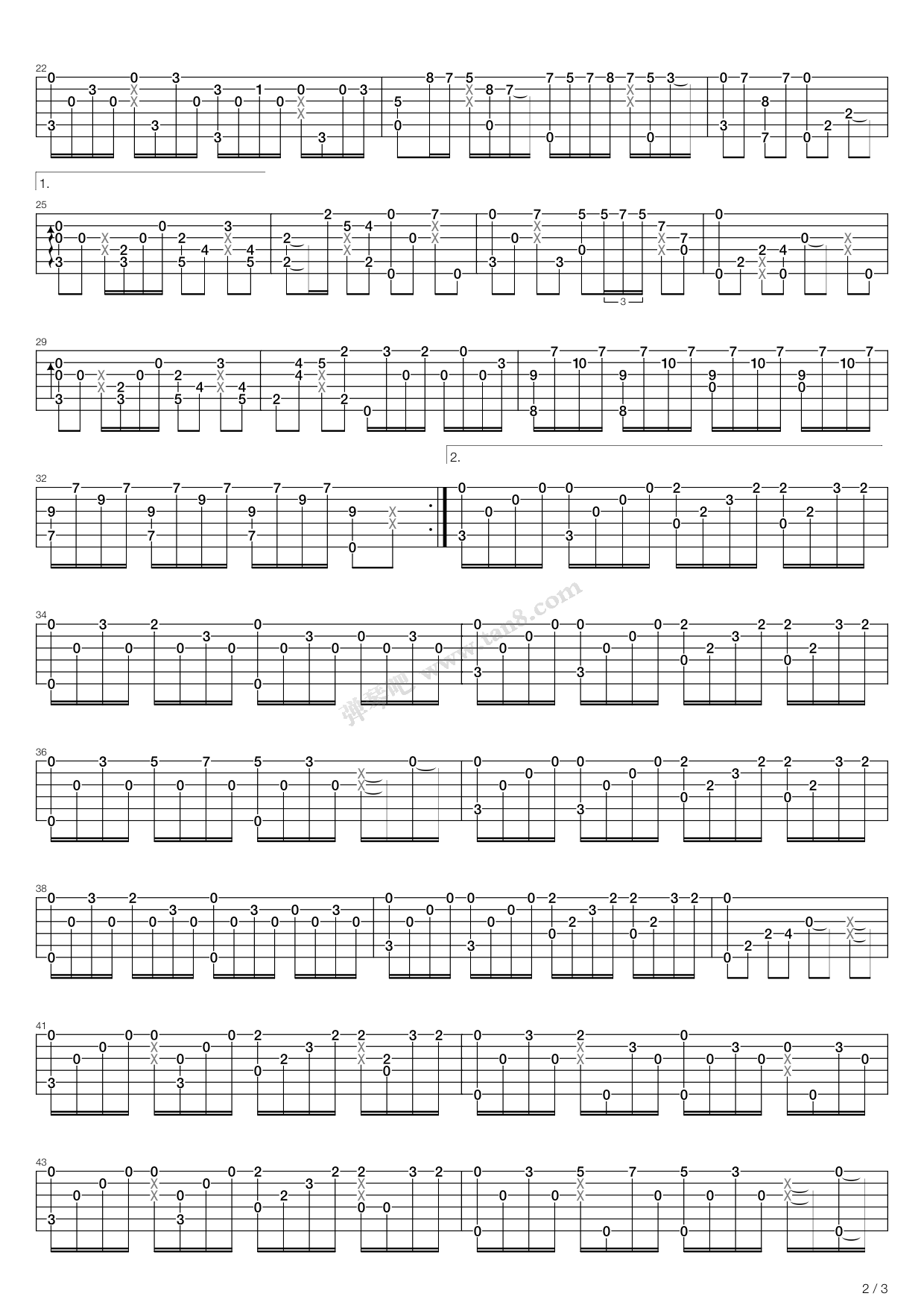 花之舞(Flower Dance)吉他谱_Dj Okawari_C调指弹/独奏谱_图谱2