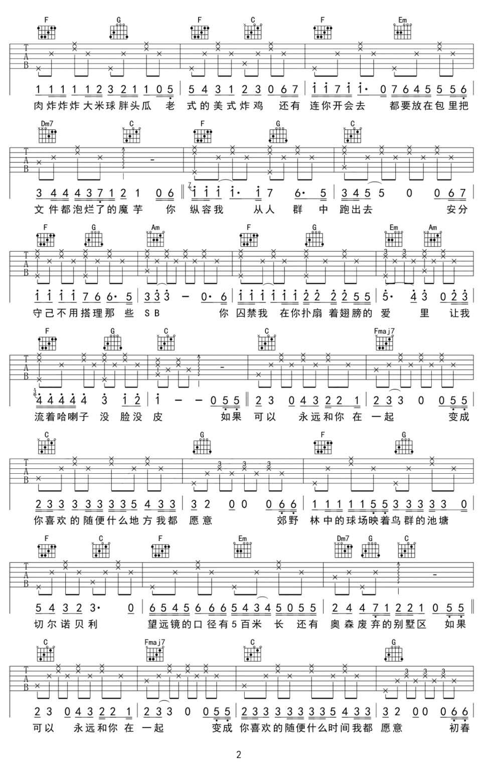 结婚记吉他谱_水仙斗活佛_C调和弦弹唱谱_原版带前奏_图谱2