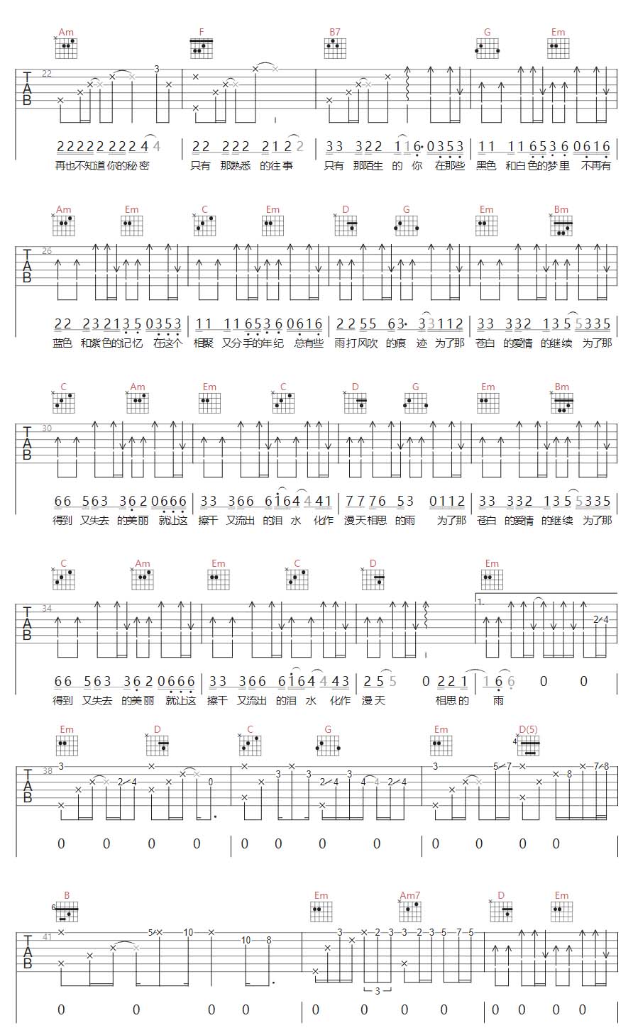 让泪化作相思雨吉他谱_南合文斗_G调和弦弹唱谱_最新改编带前奏_图谱2