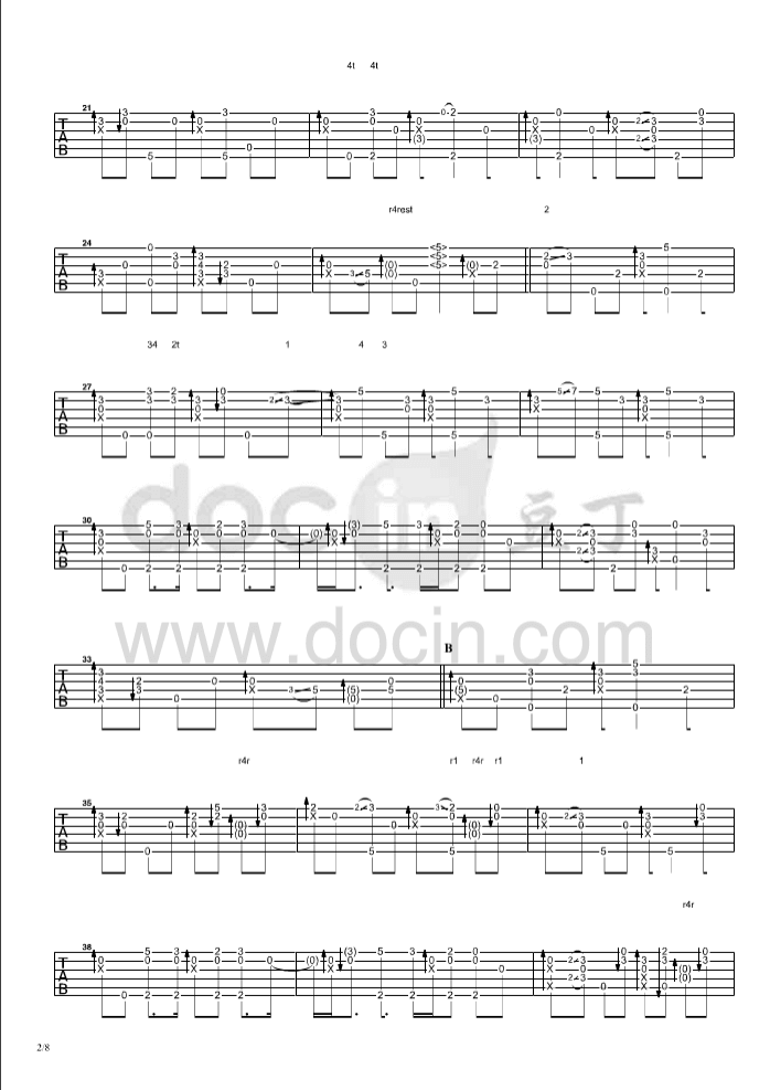 for_you指弹谱_D调六线谱_郑成河