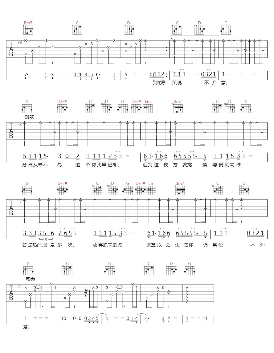 几分伤心几分痴吉他谱_王杰_G调和弦弹唱谱_高清重制版_图谱3