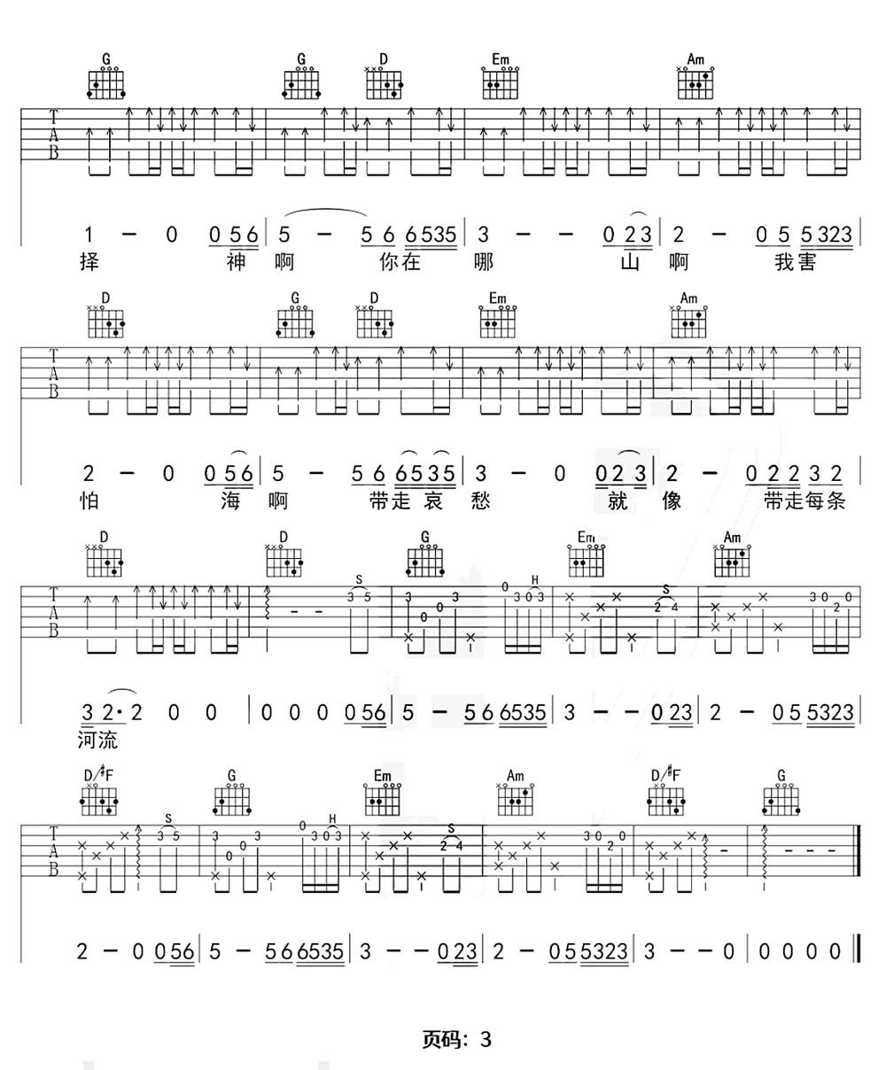 向云端吉他谱_黄绮珊_C调和弦弹唱谱_完整带前奏高清_图谱3