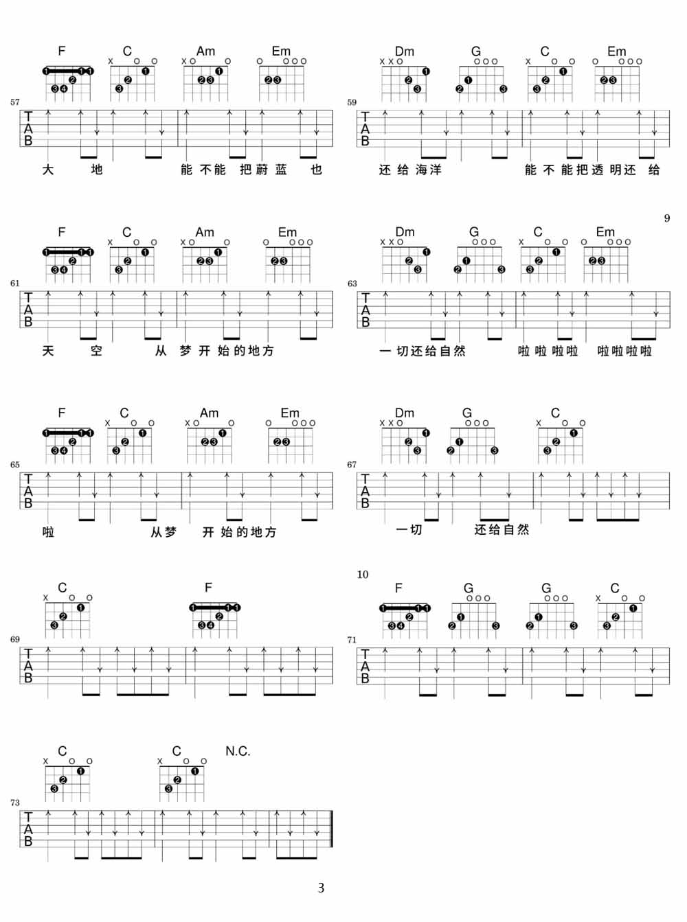 梦开始的地方吉他谱_童安格_C调和弦弹唱谱_高清完美版_图谱3