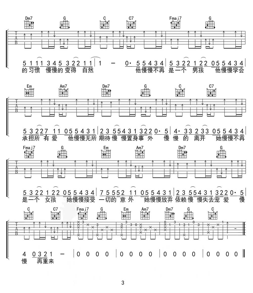 慢慢吉他谱_刘梦妤Uu_G调和弦弹唱谱_完整版带前奏_图谱3