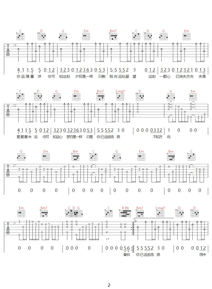 梦仍是一样吉他谱_谭咏麟_G调和弦弹唱谱_最新改编带前奏_图谱2