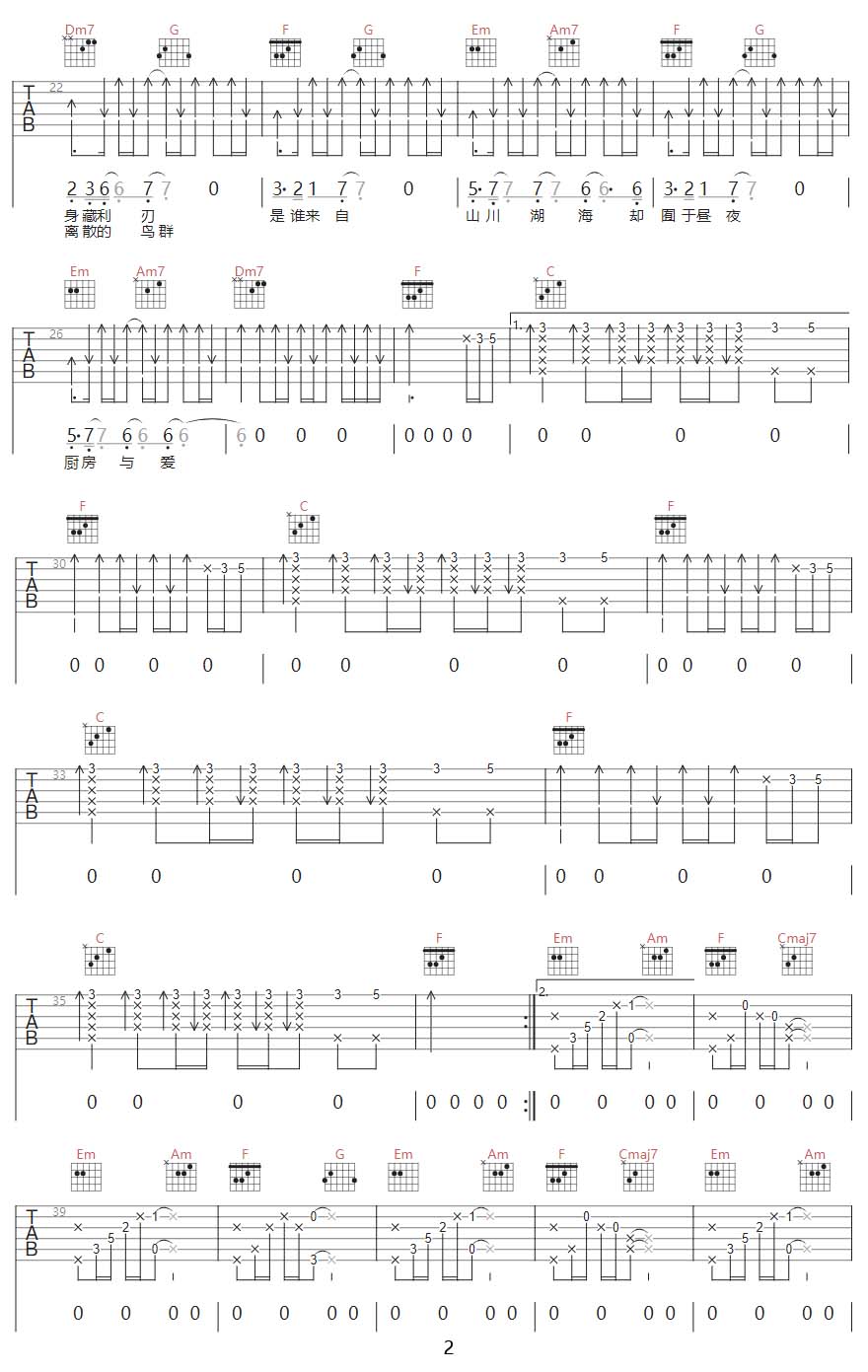 揪心的玩笑与漫长的白日梦吉他谱_万能青年旅店_C调和弦弹唱谱_最新改编完整_图谱2