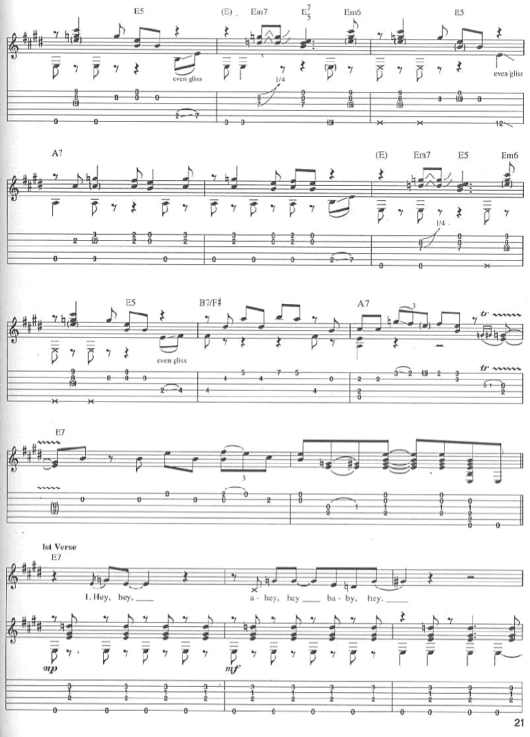 hey_hey指弹谱_原调六线谱_Eric_Clapton