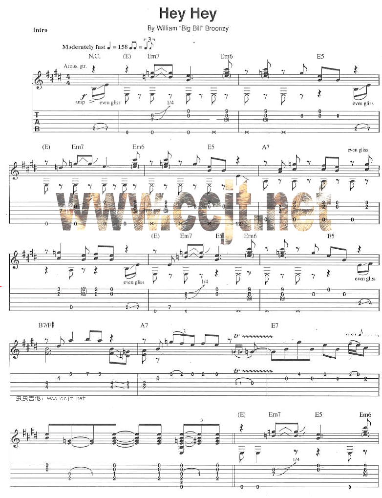 hey_hey指弹谱_原调六线谱_Eric_Clapton