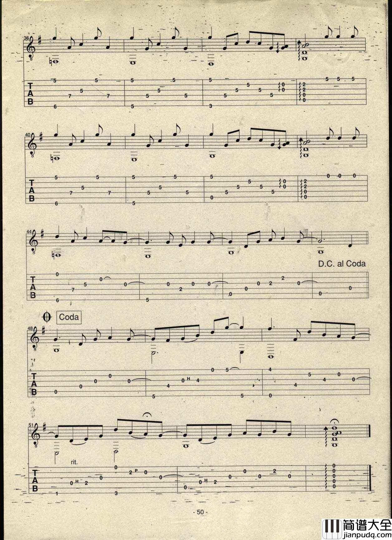 clarence指弹谱_原调六线谱_高清版_中川砂仁