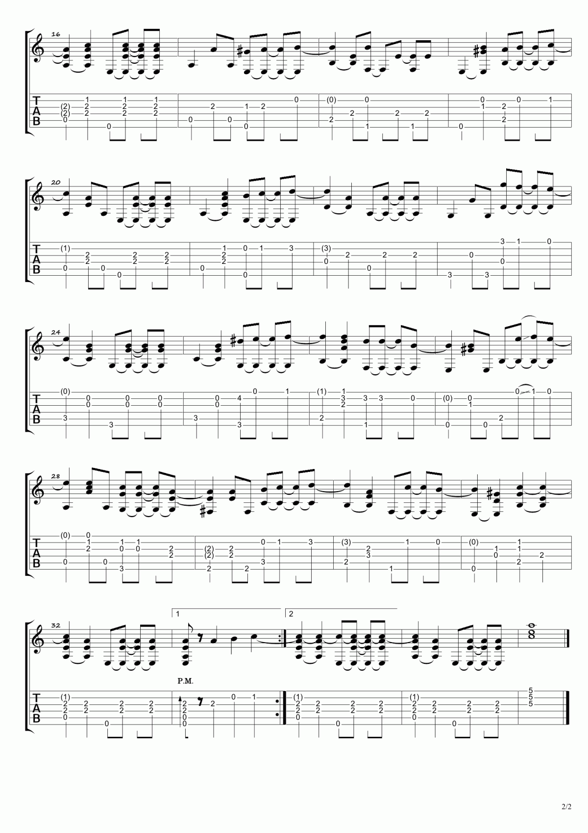 Autumn_Leaves_秋叶_指弹吉他谱_卢家宏