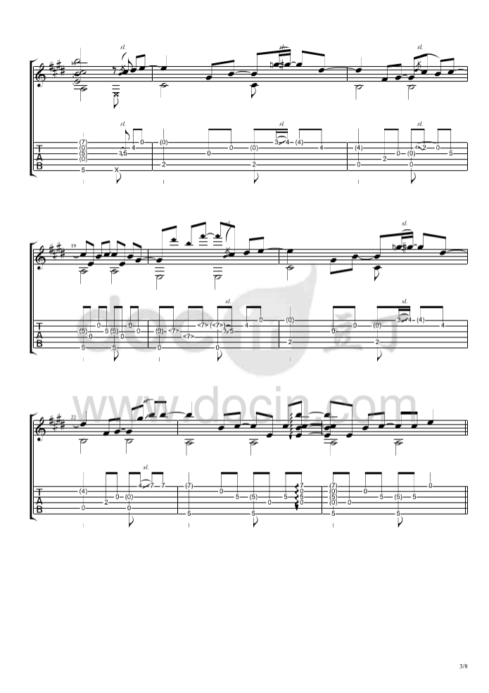 星河指弹谱_C调六线谱_曹思义