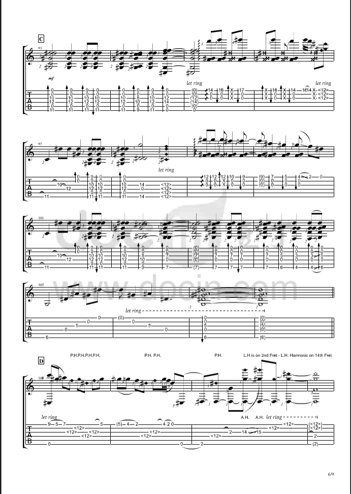 Waiting指弹谱_B调六线谱_Calum_Graham