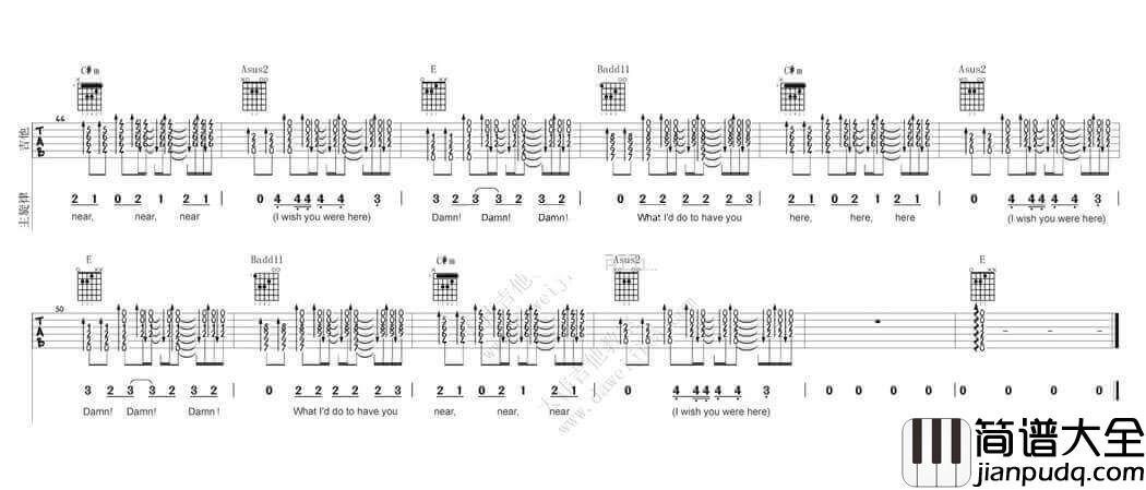 Wish_You_Were_Here吉他谱_E调精选版_艾薇儿