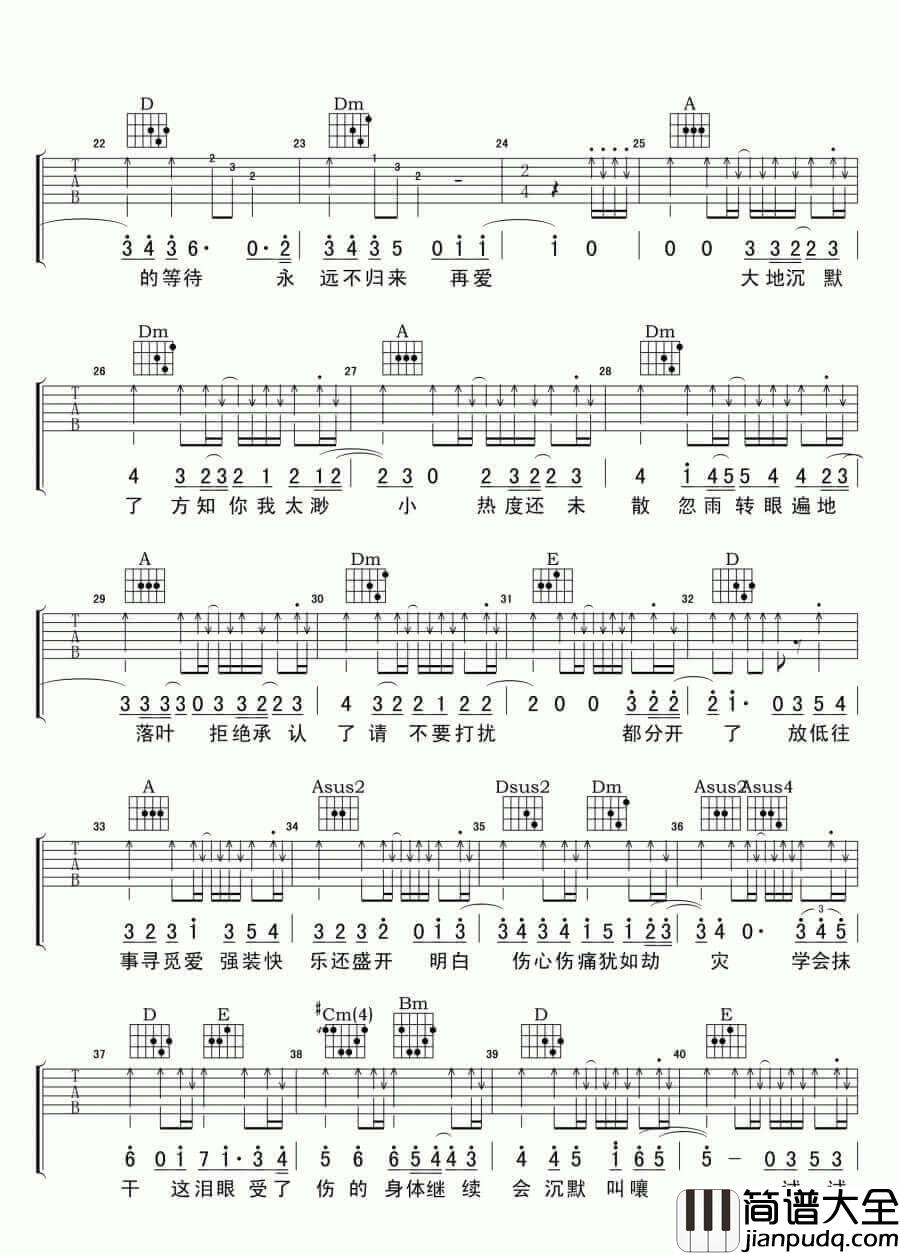 死去活来吉他谱_B调六线谱_扫弦版_关楚耀