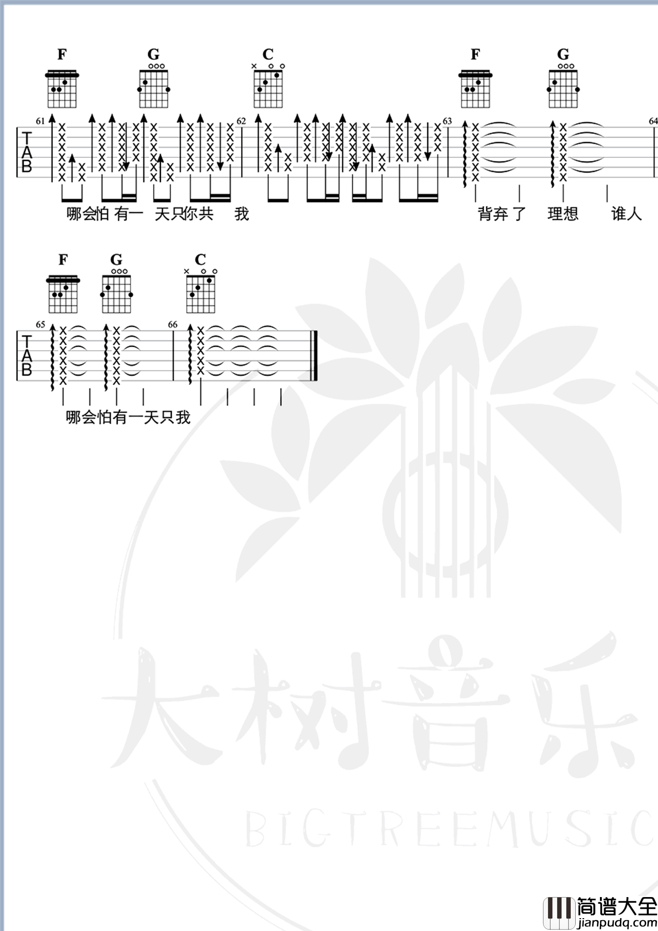 海阔天空吉他谱_Beyond_C调弹唱谱_吉他演示/教学视频