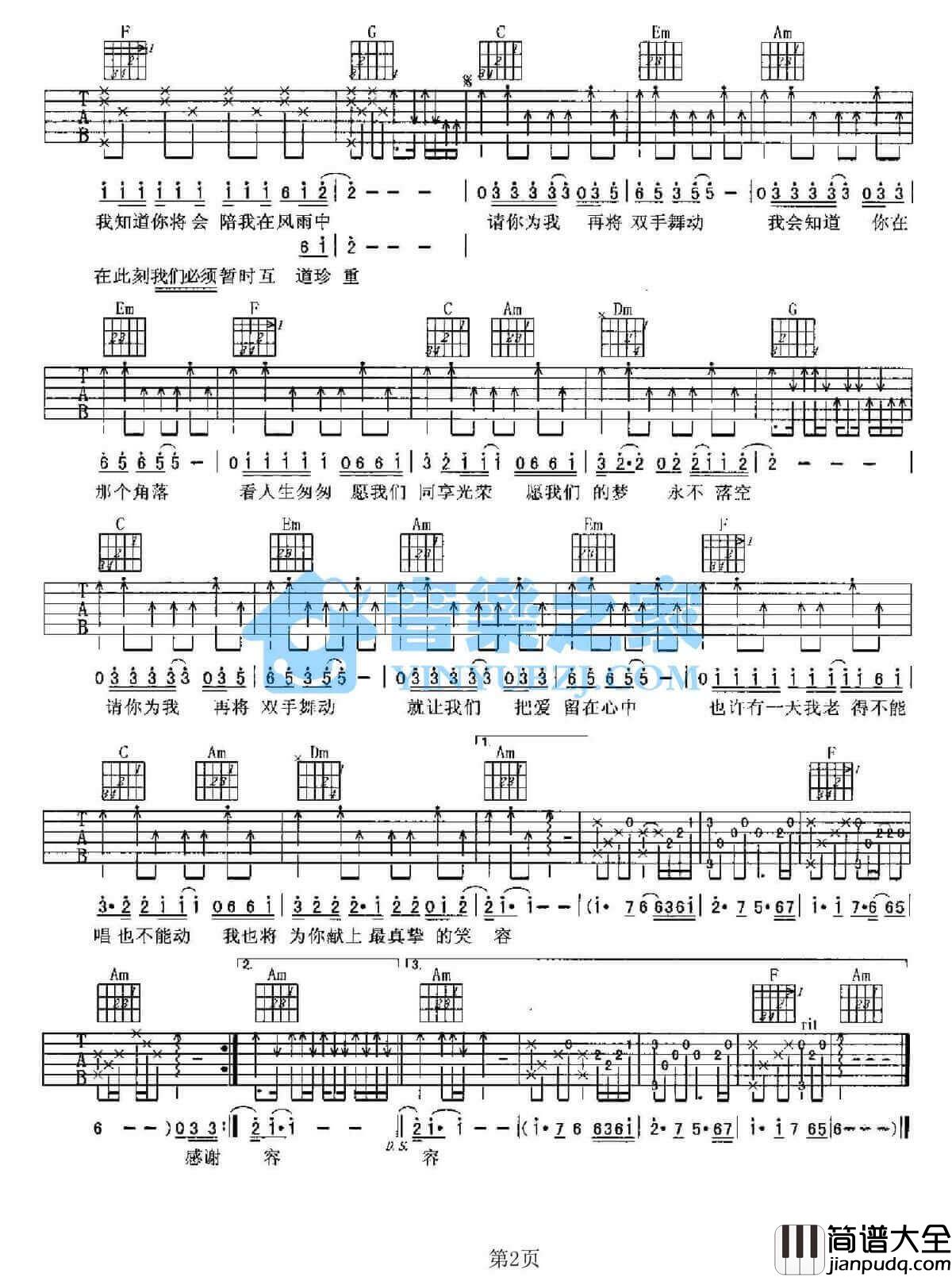 给所有知道我名字的人吉他谱_C调精选版_赵传