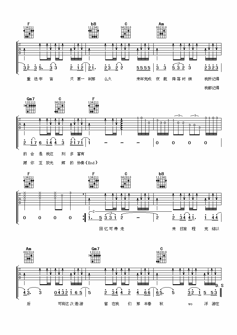 华丽邂逅吉他谱_F调附前奏_阿潘音乐工场编配_容祖儿