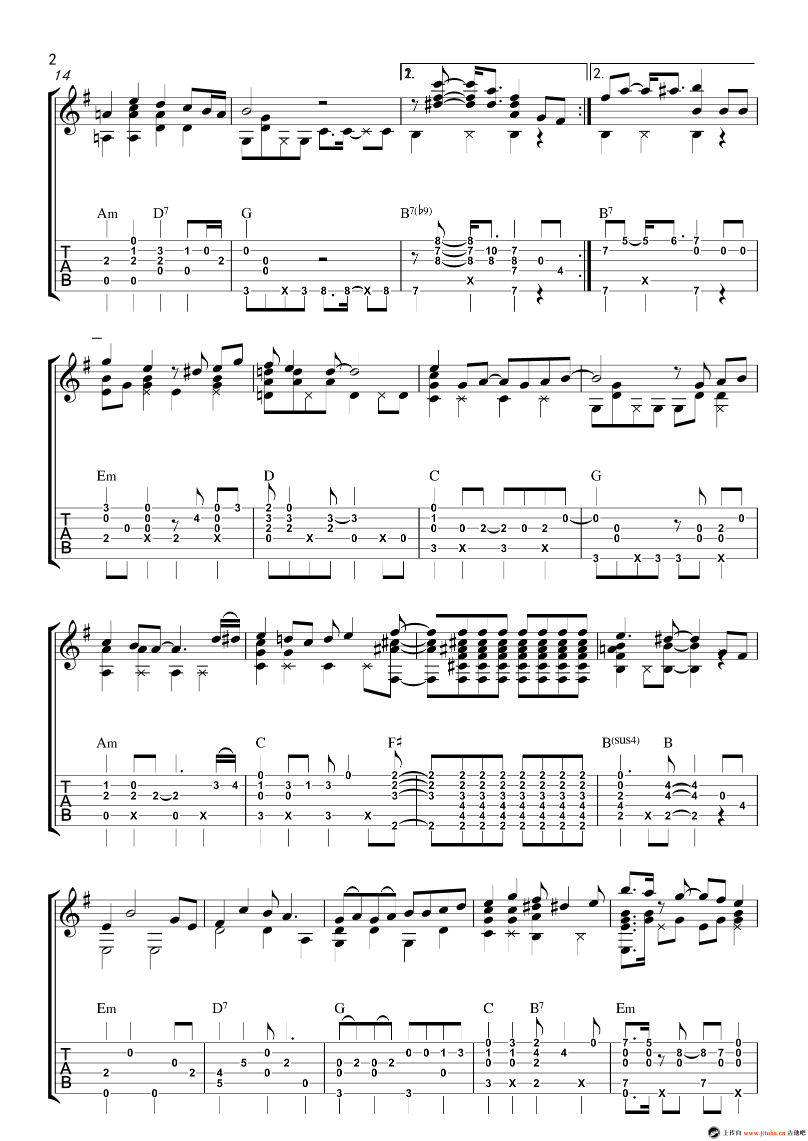 名侦探柯南主题曲指弹谱_原调六线谱_高清版_罗翔