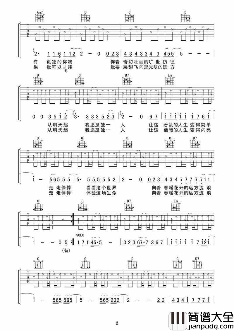 流浪吉他谱__汪峰