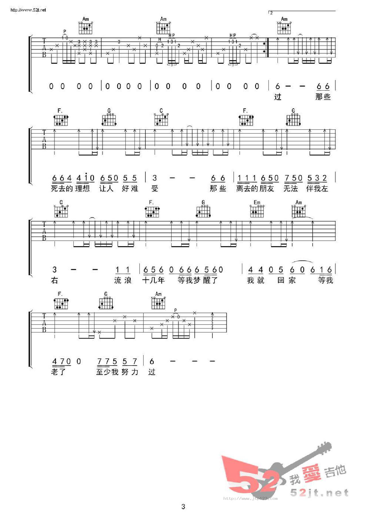 关于理想吉他谱_刘俊男_C调和弦弹唱谱_高清版_图谱3