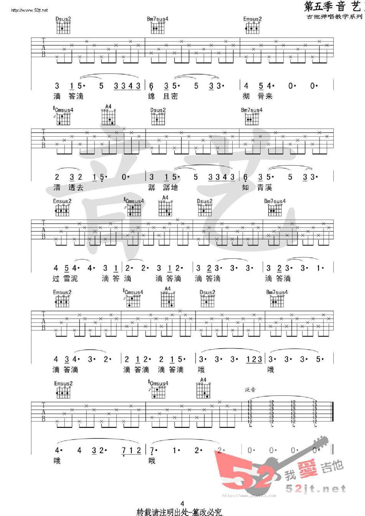 雨好吉他谱_陈鸿宇_D调和弦弹唱谱_音艺吉他_图谱4