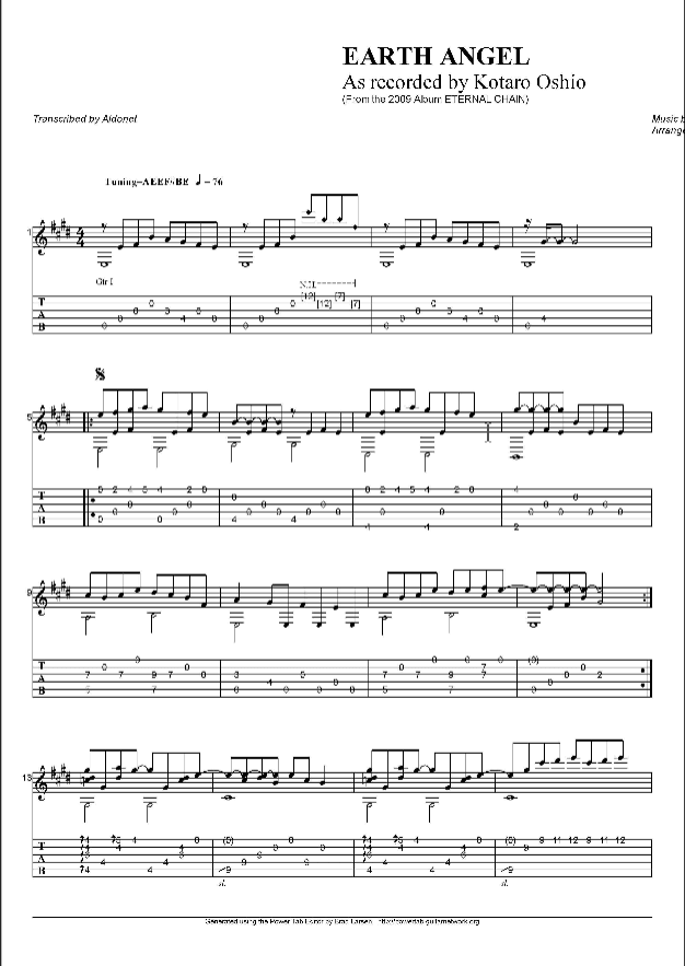 Earth_Angel指弹谱_原调_六线谱_押尾桑