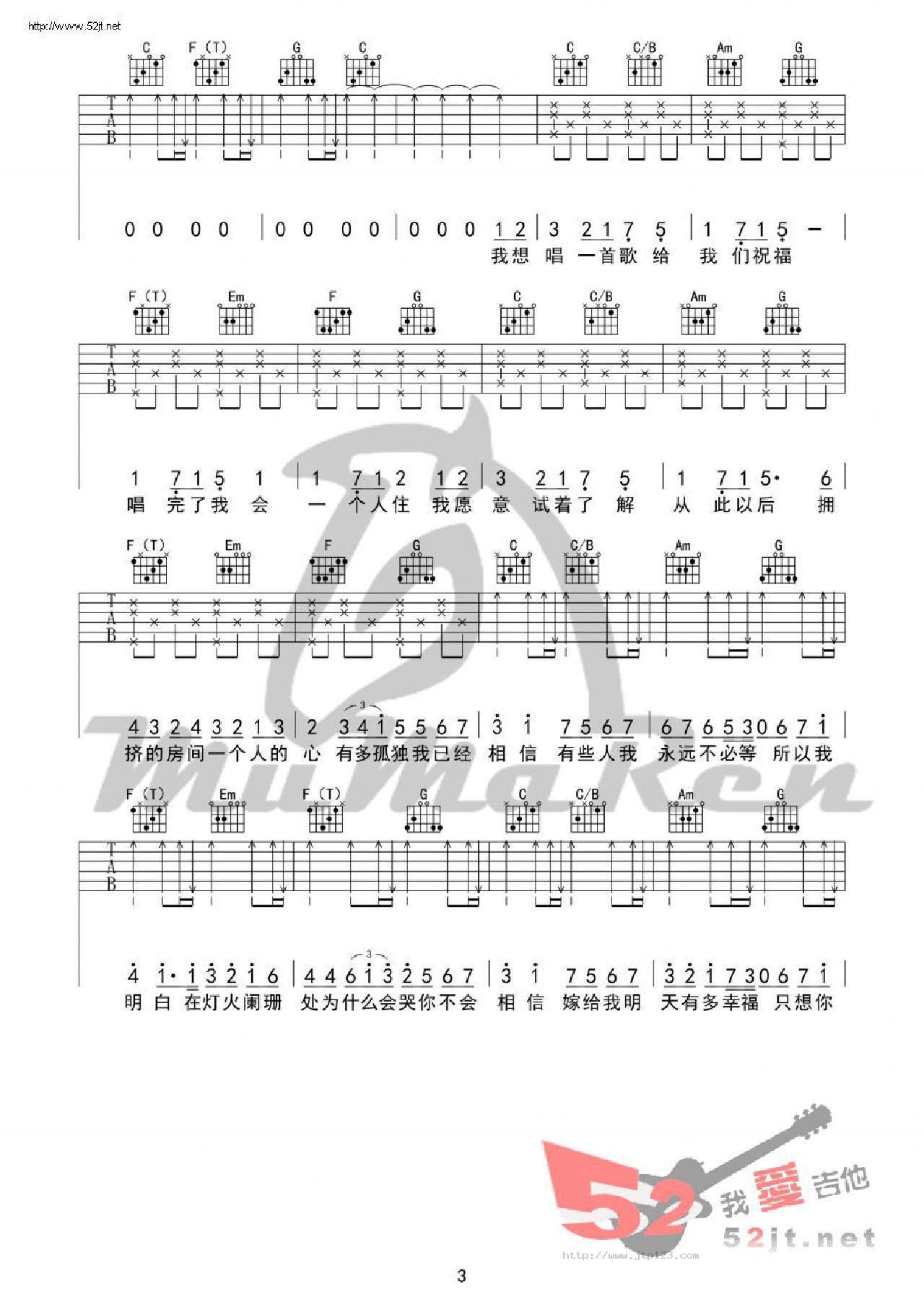K歌之王吉他谱_陈奕迅_C调和弦弹唱谱_简单版_图谱3