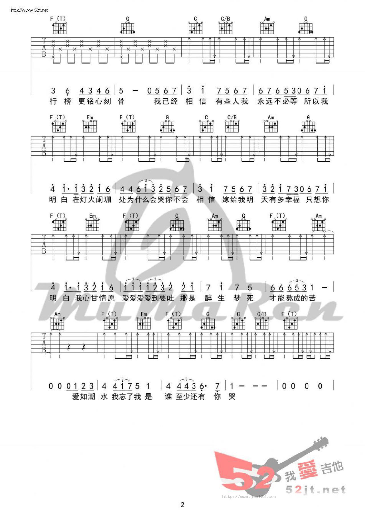 K歌之王吉他谱_陈奕迅_C调和弦弹唱谱_简单版_图谱2