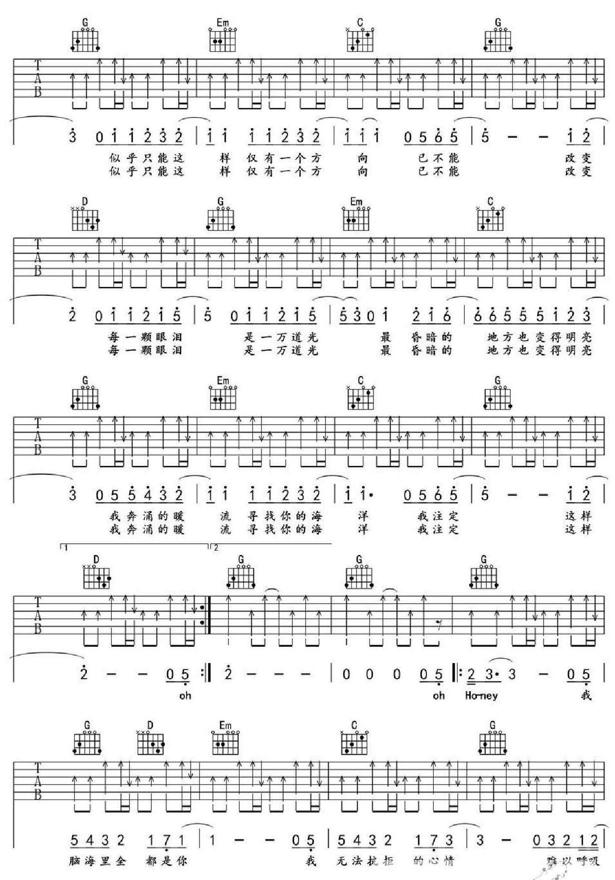 一万次悲伤吉他谱_逃跑计划乐队_G调和弦弹唱谱_图谱2
