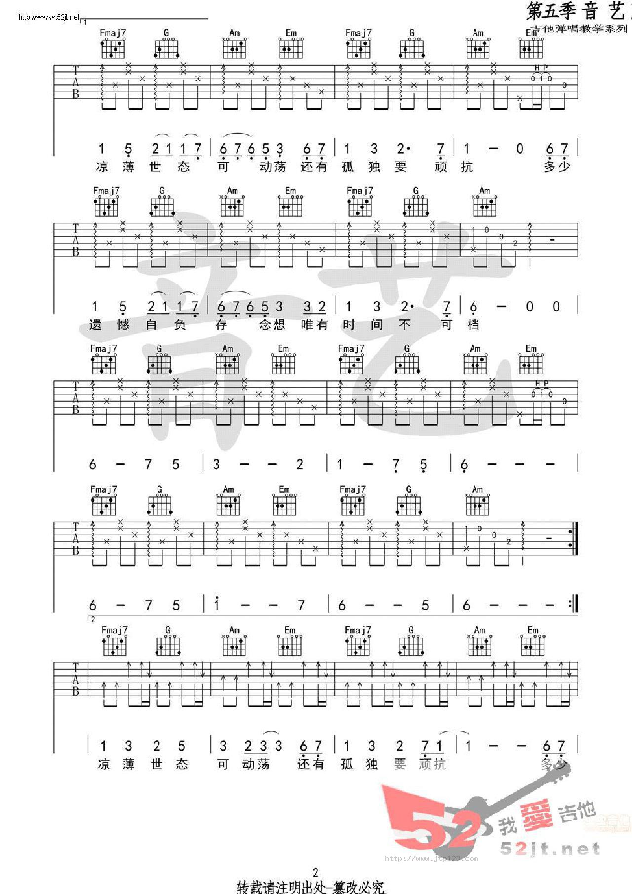 一如年少模样吉他谱_陈鸿宇_F调和弦弹唱谱_原版_图谱2