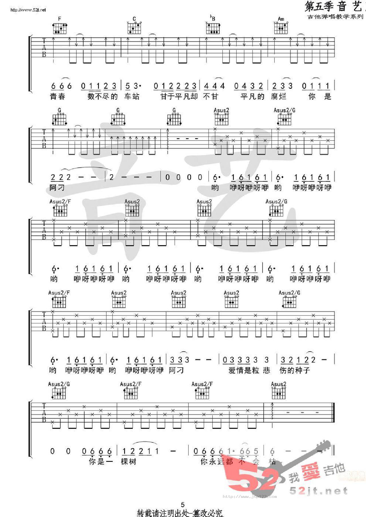 阿刁吉他谱_赵雷_C调和弦弹唱谱_原版_图谱5