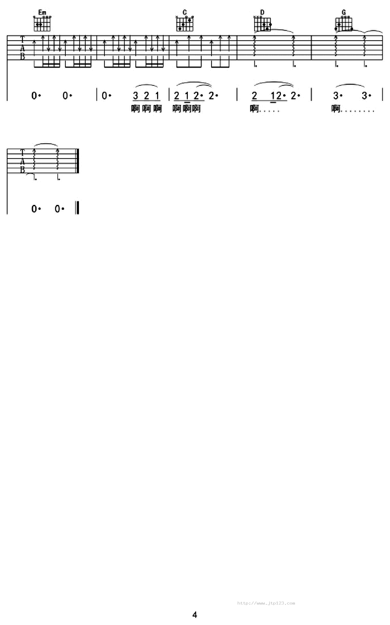 美丽新世界吉他谱_伍佰_G调和弦弹唱谱_高清原版_图谱4