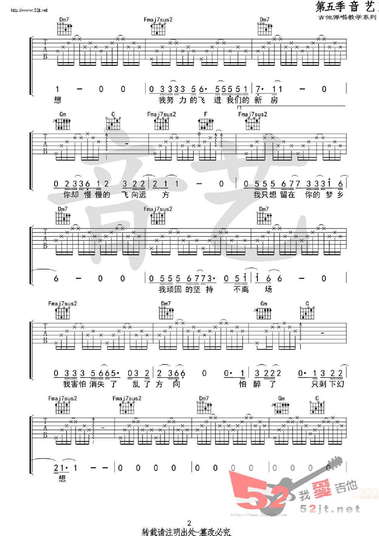 路远吉他谱_张磊_F调和弦弹唱谱_原版_图谱2