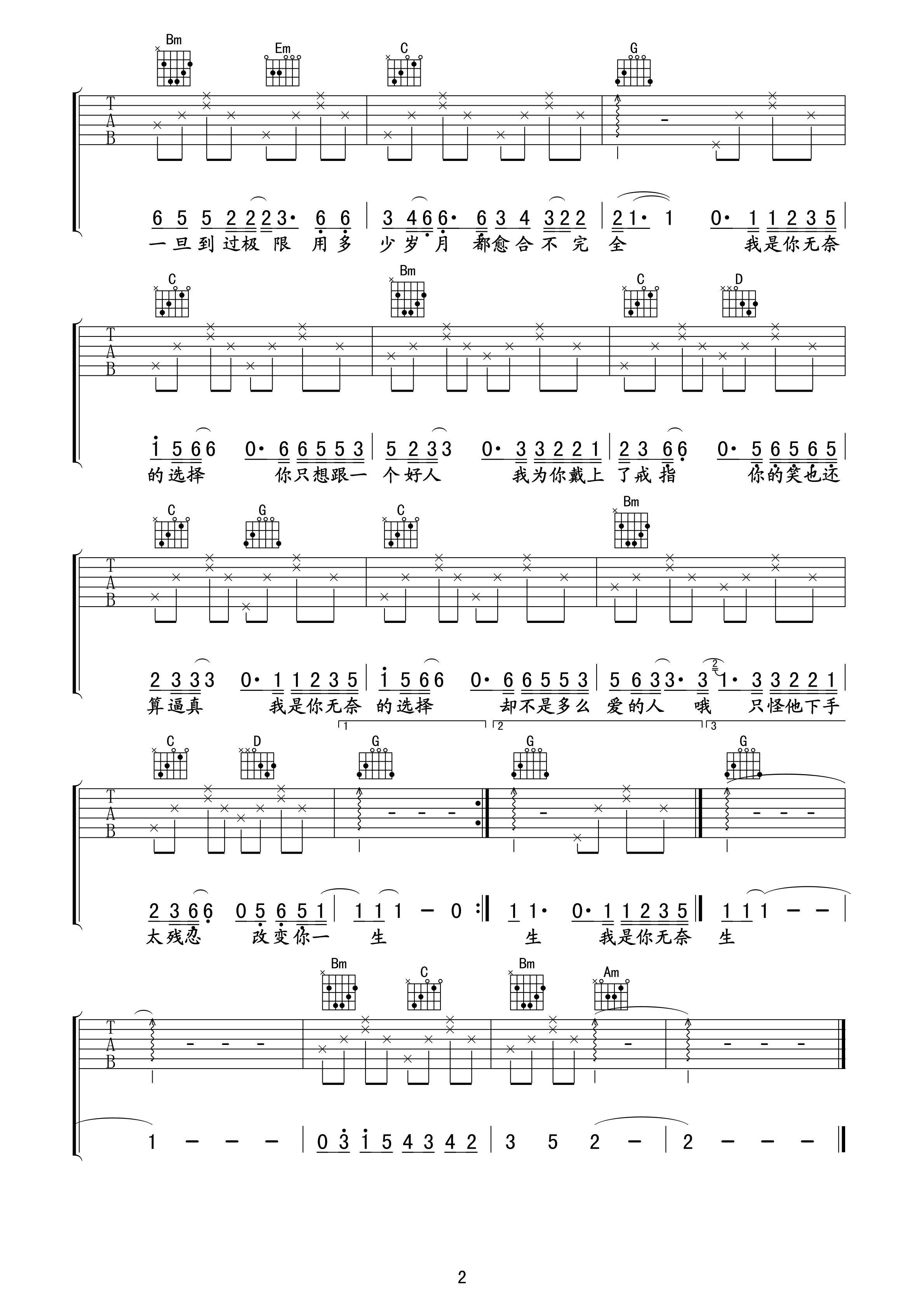 医生吉他谱_A调高清版_午夜编配_许嵩