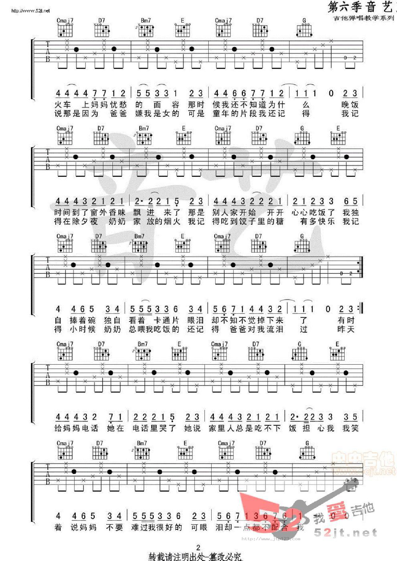 一个人看小丸子吉他谱_王佳妮_C调和弦弹唱谱_原版_图谱2
