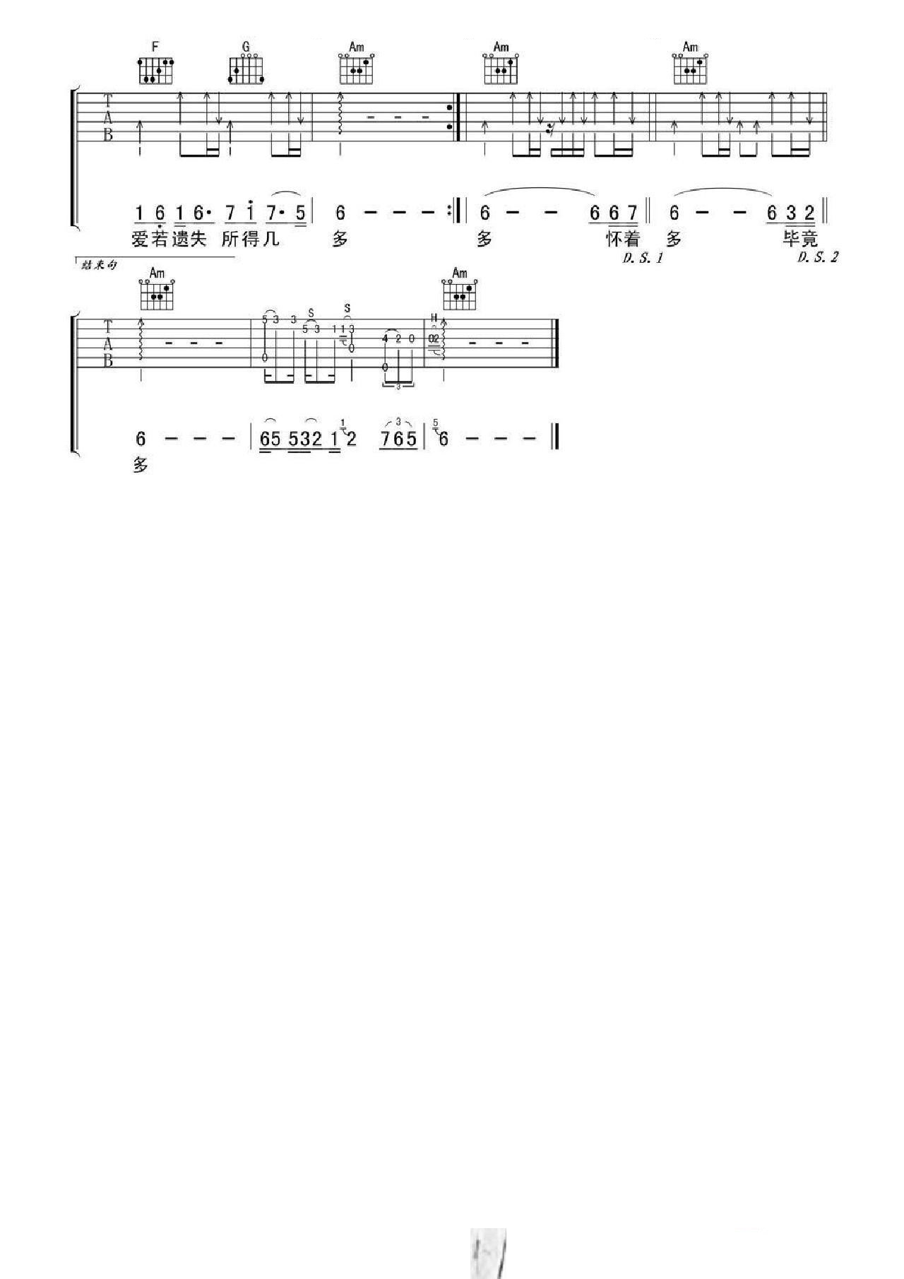 也曾相识吉他谱_谭咏麟_C调和弦弹唱谱_高清_图谱3
