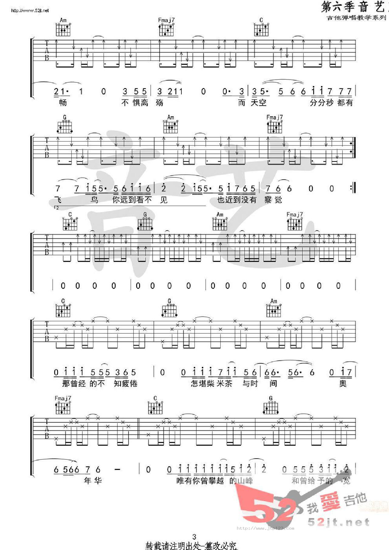 闪光的回忆吉他谱_逃跑计划乐队_C调和弦弹唱谱_原版_图谱2