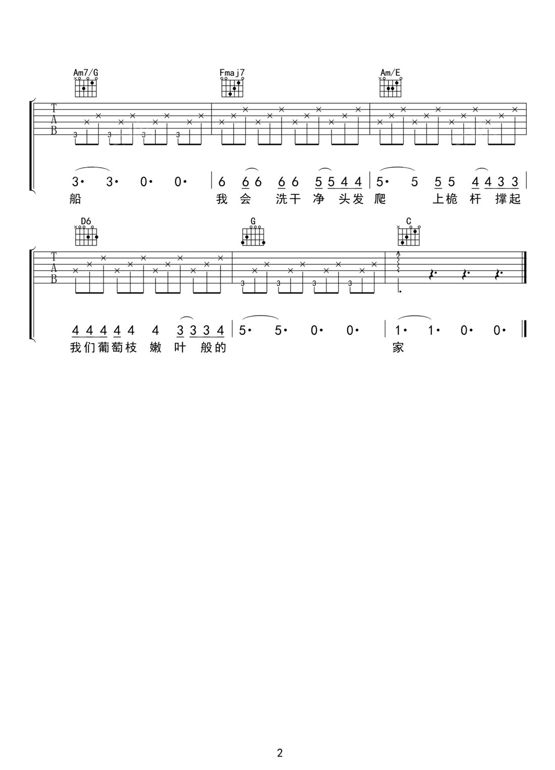 米店吉他谱_张玮玮_C调和弦弹唱谱_高清重制版_图谱2