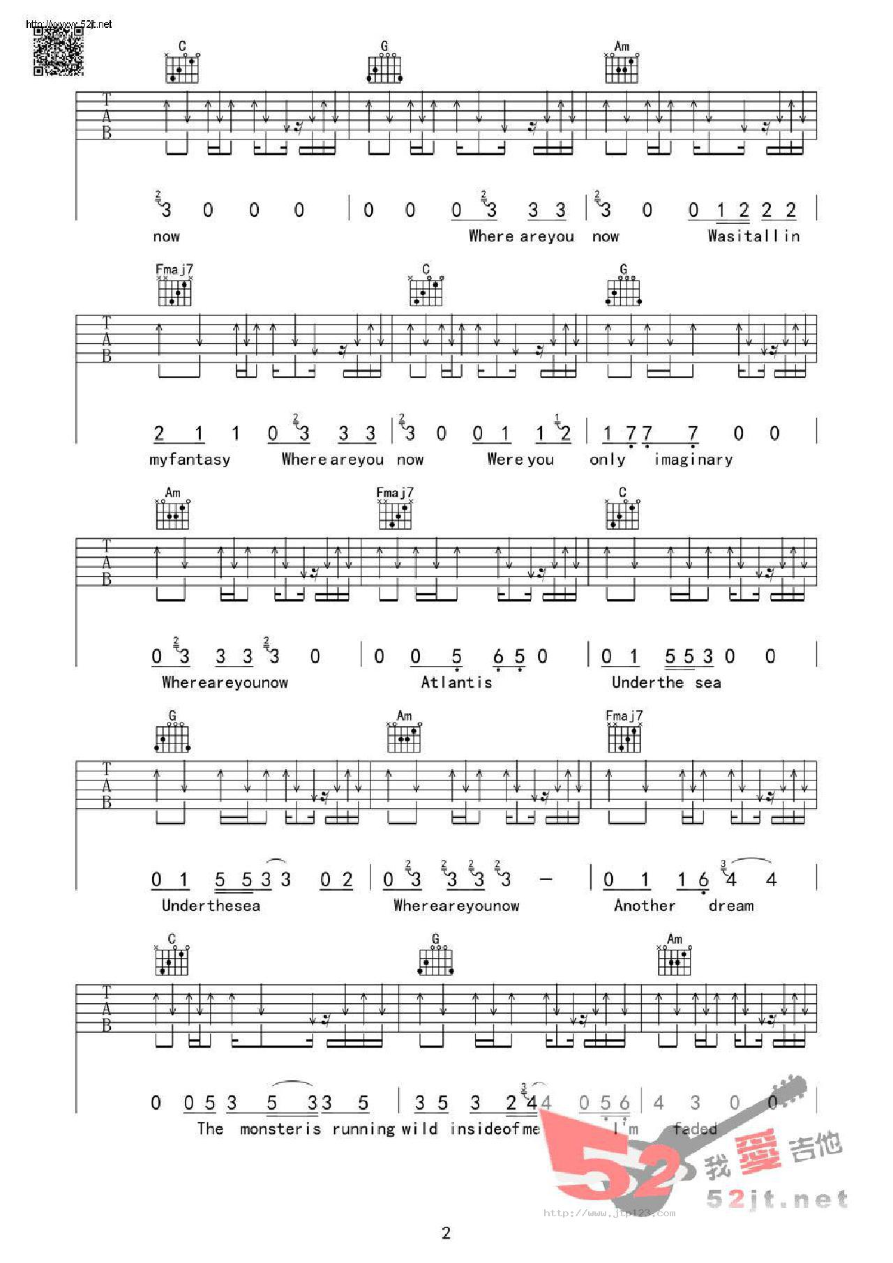 faded芃文琴行出品吉他谱_AlanWalker_C调和弦弹唱谱_图谱2