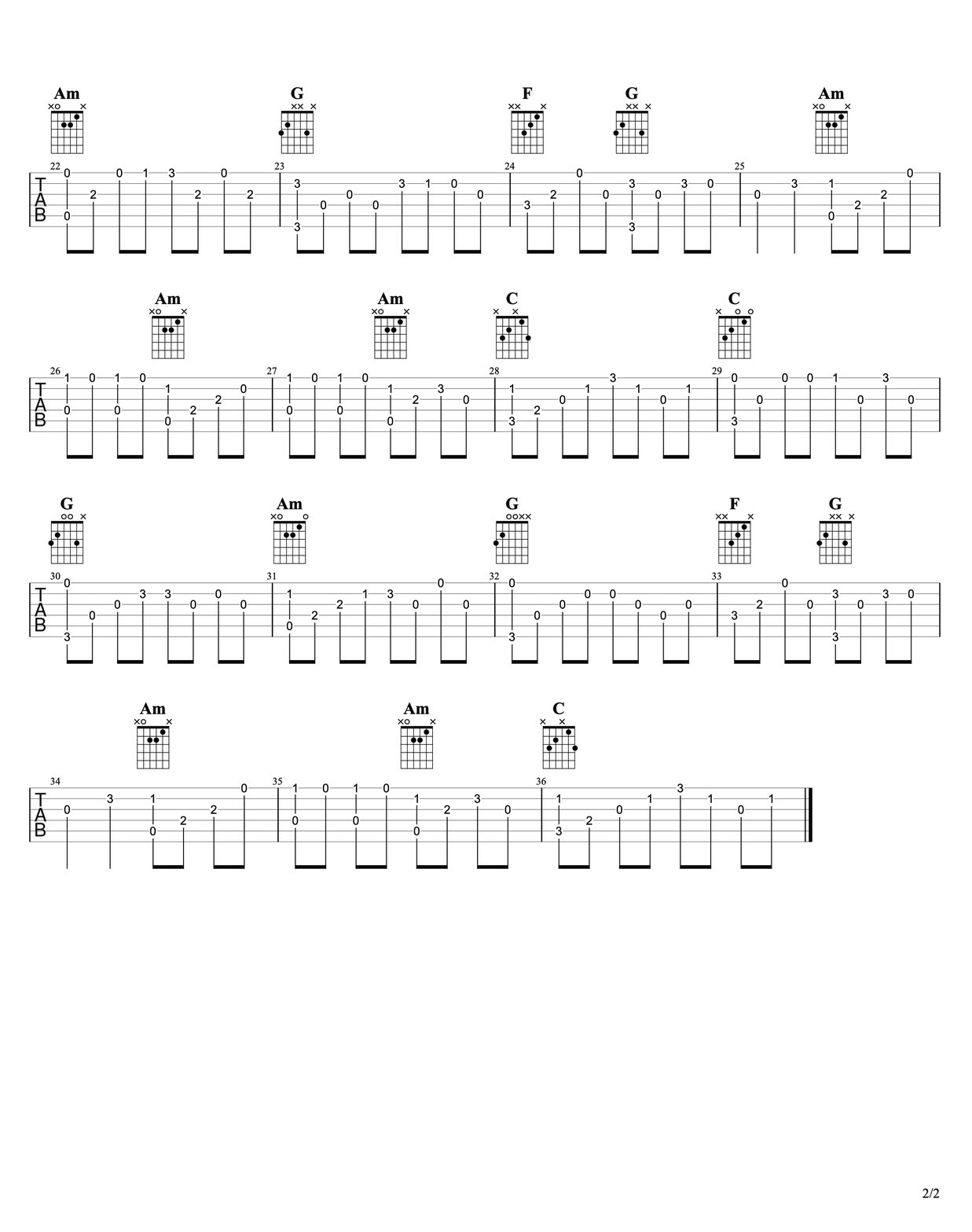 虫儿飞吉他谱_郑伊健_G调指弹/独奏谱_简单版_图谱2